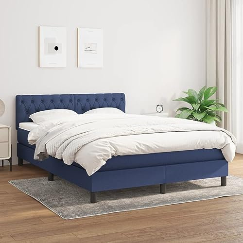 qohoio Boxspringbett mit Matratze Blau 140x200 cm Bett Boxspringbett Bett Mit Matratze Polsterbett Schlafzimmer MöBel Stoff - 3140303