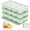 VEHHE Ice Cube Tray with Lid, 3pcs Large Ice Cube Moulds-Green, Flexible Silicone Ice Cube Tray Easy Release, Easy Stack Reusable Ice Trays for Freezer, for Whisky, Cocktails, Drinks