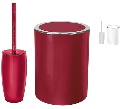 KW Toilet Brush and Bathroom Bin Set (Red)