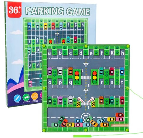 ABC Lernspiel, Sortierspiel Kinder, Auto Spiel, spielen und lernen, Alphabet, Autos mit Magnet, Denkspiel Kinder ab 3 Jahre, Spielzeug, Kinderspielzeug, Vorschule Spiele, parken, sortieren, Montessori