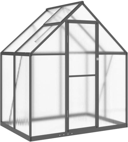 Serra da giardino in alluminio e policarbonato con sfiato e porta per orti da esterno, serra per piantine, serra, svernamento, tenda riparo, per piante, argento, 169 x 58 x 195 cm