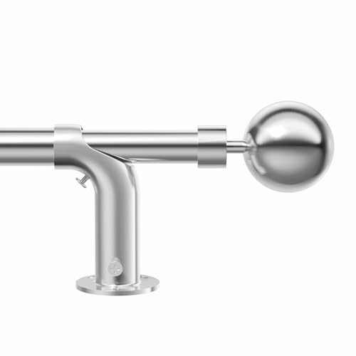 Gardinenstange Ausziehbar 76-208CM, 19MM Dia Vorhangstange für Verdunkelungsvorhänge, Gardinenstange Deckenmontage, mit Metall EndstüCk, für Schlafzimmer, KüChe, Wohnzimmer, Gebürstetes Nickel