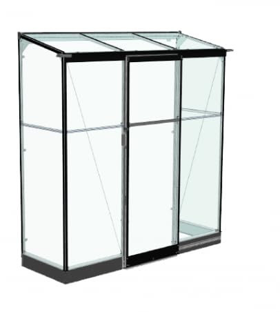 Atoutloisir.com Halls Serre adossée Qube Lean-to avec Base 1.20m² en Verre trempé, Couleur Noir, Descentes de gouttières Non