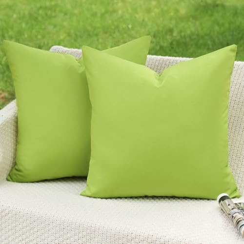 Kiatuniya Outdoor Kissenbezug 40x40 Grün Kissen Wetterfest Sofakissen Dekokissen Wasserdicht Kissenhülle Dekorativ Modern Sommer Kissenbezüge für Garten Sofa Balkon Terrasse Deko 2er Set