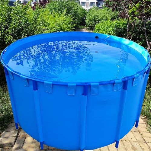 Flexible Étang À Poissons En PVC Avec Cadre En Acier, Grand Aquarium Pliable, Hors Sol Toile Piscine D'étang À Poissons Pour La Culture Irrigation Agricole Stockage De L'eau(Diameter1.3m x H0.6m(790L)