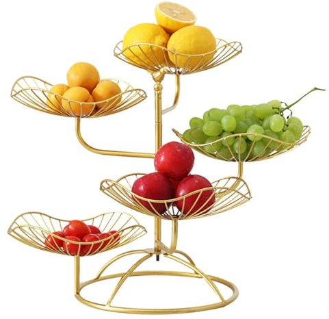 Cesto di frutta Cesto di frutta a 5 livelli Ciotola di frutta a foglia di loto Alzata for frutta in ferro Spuntini creativi for la casa Cestino di scarico Spuntini da tavolo Vassoio for pane Spuntino