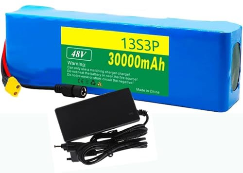 Batterie Vélo Électrique 13S3P Batterie Lithium 48V 30Ah 13S3P Batterie Rechargeable 30Ah Vélo Électrique Étanche En PVC Pour Moteur Scooter 200 W 500 W 800 W 1000 W Avec Chargeur XT60,EU