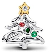 PANDORA Moments 764248C01 - Colgante para árbol de Navidad (plata de ley chapada en oro de 14 quilates y circonita, compatible con Moments)