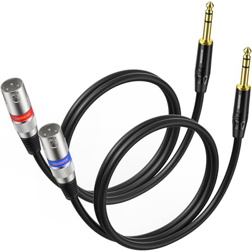 NUOSIYA 6.35mm TRS to XLR Male 1M 2 Pack, XLR to 1/4 Inch Jack TRS Cable for Speakers, Mixer, Audio Sound Consoles, Power Amplifier