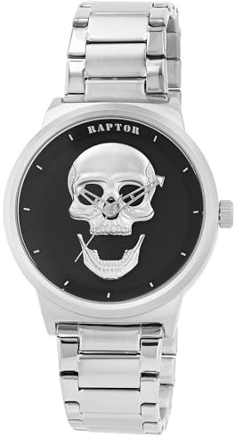 Raptor Damen Armbanduhr Analog in Silber, Gesamtlänge 23.5 cm, Edelstahlarmband – 3 ATM