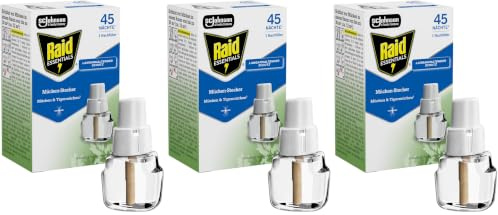 Raid Essentials Mückenstecker 45 Nächte Nachfüller, Elektrischer Insekten-Schutz vor Mücken & Tigermücken, 3er Pack (1 x 32 ml), Tablette