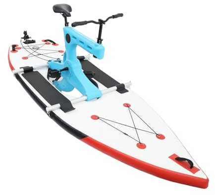 MIIWWOWO Aufblasbares Wasserfahrrad mit SUP Board, 100 kg Tragfähigkeit, Höhenverstellbarer Sitz und Lenker, für See Fluss und Meer
