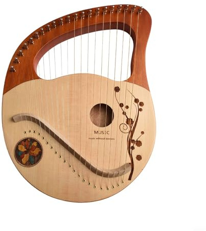 ZYNCUE Lira a 21 corde, in legno di mogano massiccio, strumento musicale con chiave per accordatura, corde di ricambio, panno per la pulizia, principianti e studenti, pratica per prestazioni cervi