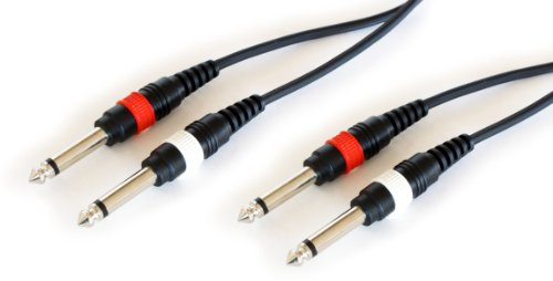 PRO 6m Dual 6.35mm Mono Jack Plug Cable - 2x ¼” Male Guitar/Microphone Patch Lead - Loops
