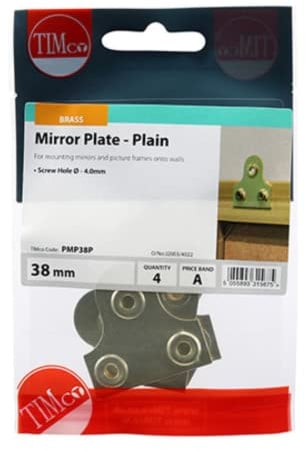 TIMCO Plain Mirror Plate - 38mm - Pack of 4
