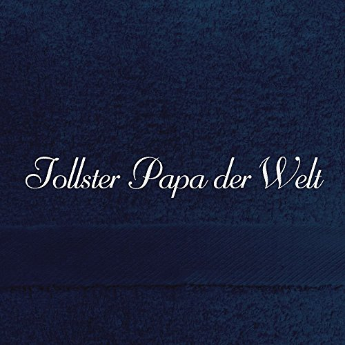digital print Gästehandtuch mit Namen Tollster Papa der Welt Bestickt, 40x60 cm, dunkelblau, extra Flauschige 550 g/qm Baumwolle (100%), Handtuch mit Namen besticken, Gästetuch mit Bestickung