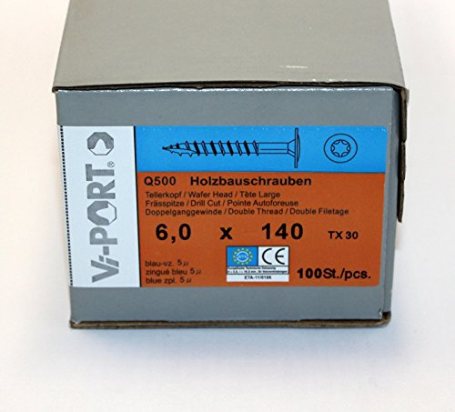 6,0 mm de Port de vi® Assiettes Vis à tête Torx 30 construction bois Vis de 40–160 mm Longueur au choix