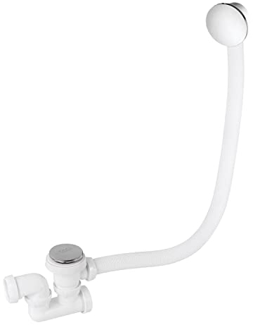 Wirquin 30723315 Vidage de baignoire quick clac L700 avec siphon orientable D40 et clapet, blanc
