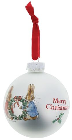Beatrix Potter Decorazione Pallina di Natale, Peter e Flopsy Corona di agrifoglio