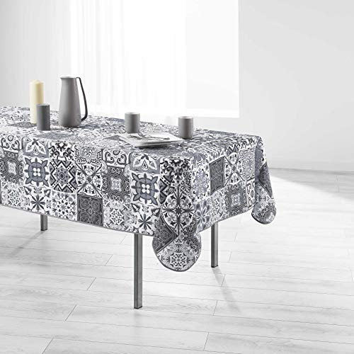 douceur d'intérieur, Nappe Rectangle (150 x 240 cm) Persane Gris, Polyester Imprimé
