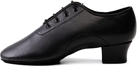 HIPPOSEUS Ragazzi Scarpe da Ballo Latino Americano Nere con Suola Spaccata Scarpe da Ballo Salsa Tango per Uomo Tacco Basso 3cm,38 EU