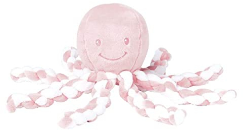 Nattou 878753 Lapidou Kuscheltier Oktopus, Für Neugeborene und Frühchen, 23 cm, Rosa, Hellrosa/Weiß, 1 Stück (1er Pack)
