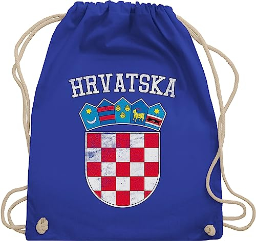 Turnbeutel Rucksack - Kroatien Wappen Hrvatska Krotatisch - Unisize - Royalblau - sportbeutel em fanartikel fußball kroatisches stoffrucksack 2024 europameisterschaft croatian products taschen