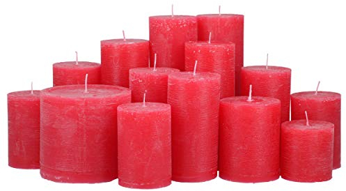 Premium Kerzenset 4,5 kg durchgefärbte Stumpenkerzen von Kerzenwelt 1. Wahl ohne Duft (rot)