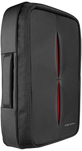 Mars Gaming MB2 - Mochila-Maletín gaming (impermeable, candado TSA, hasta 17,3 pulgadas, puerto externo USB, anti robos, asa de aluminio) color negro y rojo
