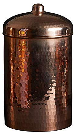 Sertodo Copper Kitchen Cannister, 2 quart Capacity, Solid Copper, Heavy gauge, Hand hammered