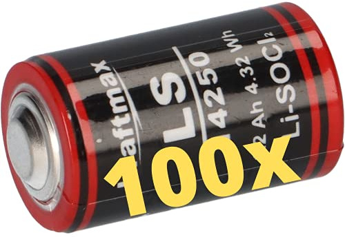 100x Lithium 3,6V Batterie LS 14250-1/2 AA ER14250 Li-SOCl2 LS14250 AKKUman Set (100er)