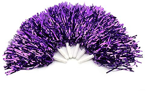 Keenso Cheerleader Pompons, 6 STK. PET Cheerleading Pompons Atmosphäre-Cheering Pompons für Sportfest, Stadion, Party, Feiertag, Feiern, Bühnenleistung (Lila)