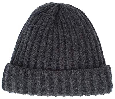 FosterNatur, Merino Damen/Herren Mütze Dickripp, 100% Wolle (Anthrazit)