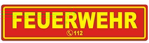 Feuerwehr Magnetschild 32x8cm Warntafel Warnschild Feuerwehrschild als Magnetfolie Einsatzfahrzeug