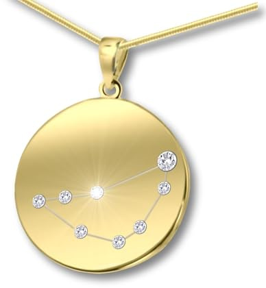 LILLY MARIE Damen Massive Silberkette Vergoldet Silber Gold Beschichtet Sternzeichen-Anhänger Längen-verstellbar Geschenke