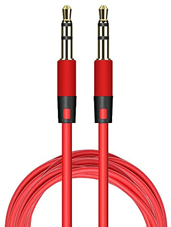 GORILLAPLANET 1.2M Aux cable 3.5mm Male Stereo Jack To Jack Audio Cable - Auxiliary for Cars, Headphones, iPhones, iPad, Laptops (Red)