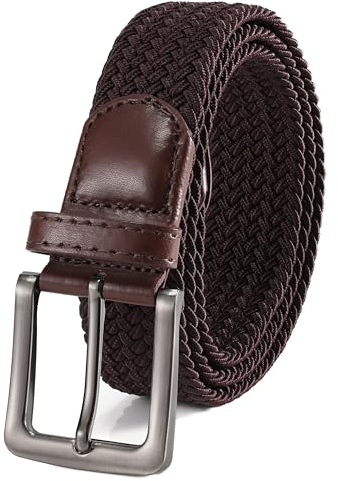 BOZEVON Lässig Elastischer Stoffgürtel - Stretchgürtel Elastik Flechtgürtel Geflochtener Dehnbarer Gürtel für Herren Braun