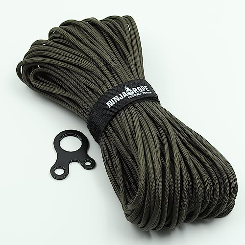 OUTDOOR NINJA NinjaRope - Paracord 550-30m inkl. Paracord Spanner - (Oliv, 30)