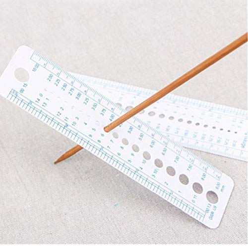 2st Stricknadel Messer Lineal Kunststoff Stricknadel Measure Ruler Praktisches Nadelmesser Zoll Größen Design Lineal Nähen Werkzeuge 2-10mm