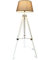 mojoliving® Stehlampe für das Wohnzimmer Schlafzimmer mit Stativ aus Holz Höhenverstellbar - Deko Stehleuchte Lampe Dreibein Schirm Braun, Stativ Weiss