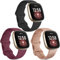 Vancle [3 Pack] Strap Compatible for Fitbit Versa 3 / Fitbit Sense, Soft Silicone Strap for Fitbit Versa 3 / Fitbit Sense Smart Watch (Shiny Rose Gold/Black/Wine Red, Large)