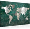 Runa Art Bild Weltkarte Modern Wandbilder Wohnzimmer Büro 1 Teilig - Made In Germany - Vintage Grün Silber Flur 109015c