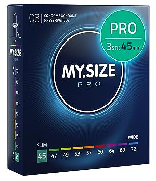 MY.SIZE PRO Preservativi ELITE taglia 0, 45 mm, 3 preservativi, vestibilità perfetta e dimensioni adatte a tutti