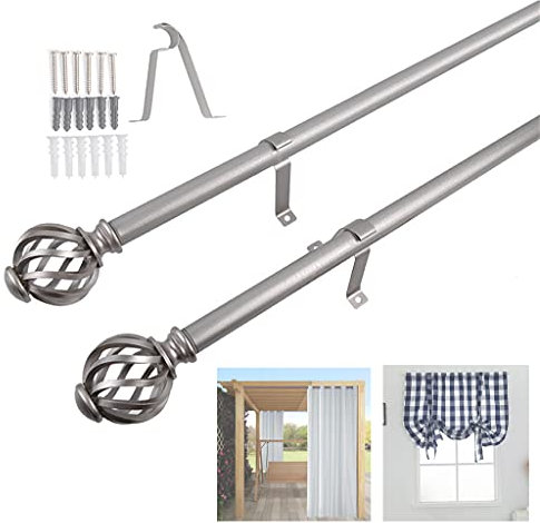 GJXJY Bastone per Tenda Estensibile per Esterno - 76-213cm Bastone per Tenda da Sole per Esterno con Terminali E Staffa - per Soggiorno, Camera da Letto, Veranda -Kit Completo