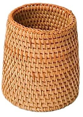 Bexdug Rattan-Stiftehalter, Handgefertigter Stifthalter,Stiftehalter aus reinem, atürlichem Rattan, Schreibtisch Bleistift Caddy, Make-up Pinsel Organizer