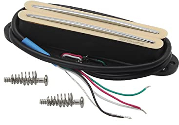 Oripure AlNiCo 5 Micros à rail à double lame à enroulement chaud Micro à simple bobinage Humbucker 13,6 K pour guitare électrique Fender Strat/Squier, crème