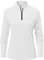 YSENTO Women's Long Sleeve Running Sports Tops Lightweight Gym Walking Zip Up Golf Polo T-Shirt(White,M)
