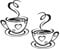 Coffee Tea Cups Vinyl Decal - Kitchen Art - Restaurant Pub Wall Décor - Café Sticker (29cm x 18cm, Black)