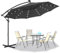 UISEBRT Parasol de Jardin Exterieur Aluminium avec Manivelle Parasol Déporté Réglable en Hauteur, Protection UV 40 +, pour jardin, terrasse, balcon (Solaire LED 300 cm, Gris foncé)