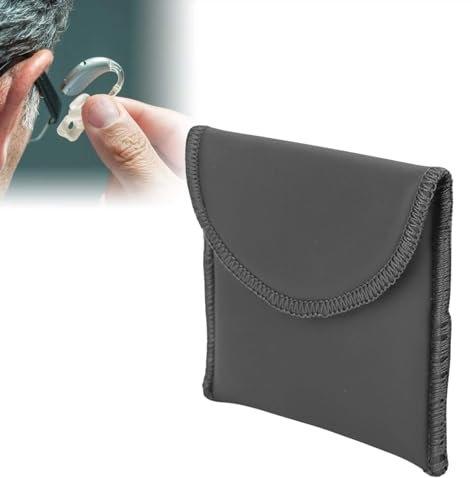 Hearing Aid Pouch Hearing Aid Carrying Pouch PU Leather Portable Pocket Size Hearing Amplifier Carrying Storage Pouch Black